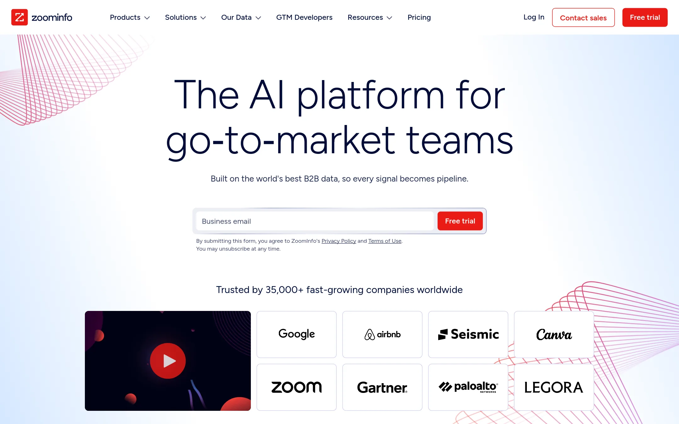 ZoomInfo homepage