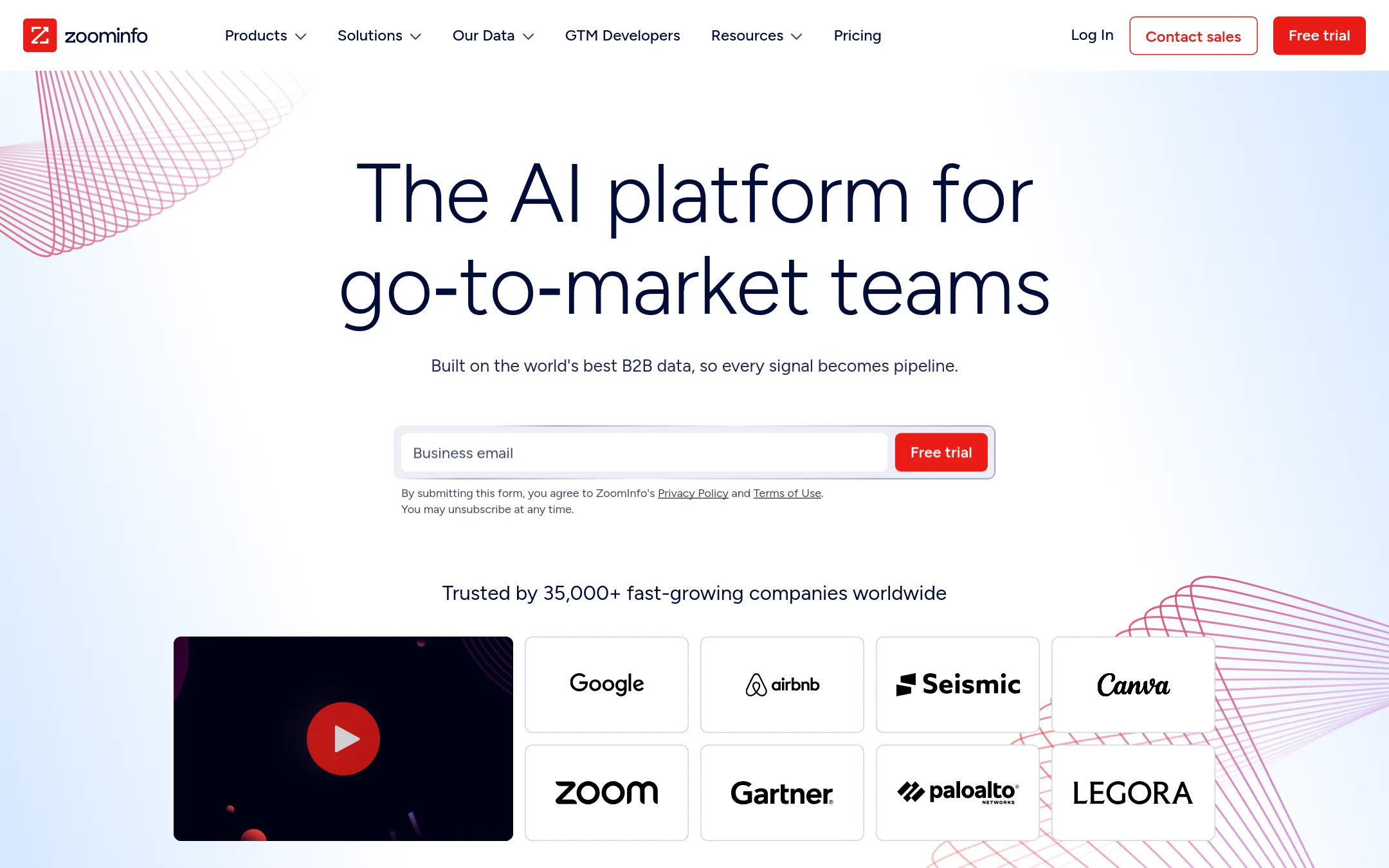 ZoomInfo homepage